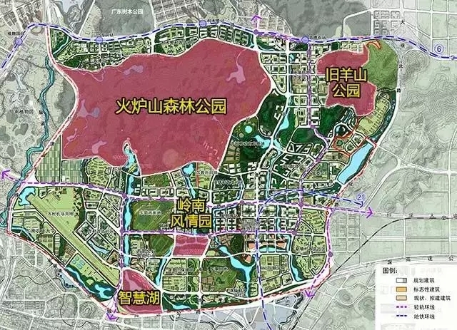 天河智慧城核心区详细规划 绿化 占据智慧城核心区近2/3火炉山森林