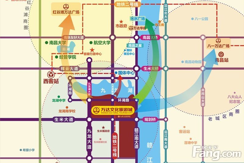 搜房网提供的售楼电话:  售楼地址:南昌红谷滩九龙湖片区九龙大道