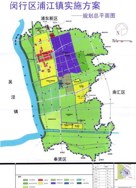 面积占闵行区的小半部,东连浦东新区周浦镇和航头镇,西临黄浦江与吴泾
