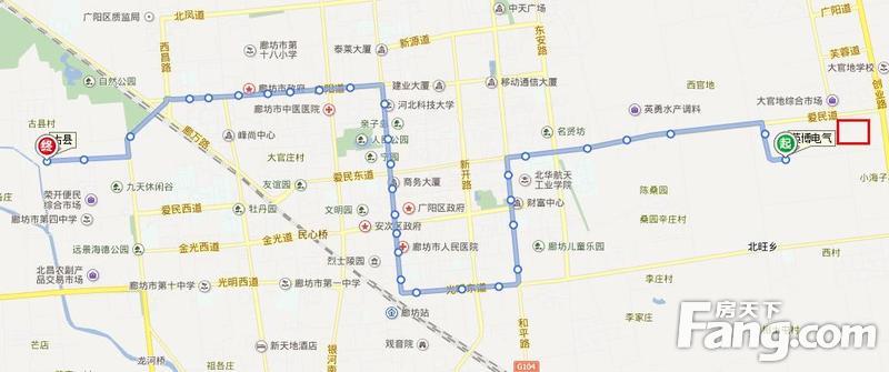 31路(广阳经济开发区-孔雀城)公交车有站点;步行一站地至 木兰道口