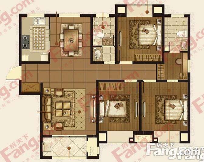 瑞马门第127-132m三室两厅两卫户型点评