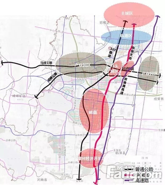 高速公路,中华大街,机场路南延,107国道,107复线,邯峰快速路—磁西路