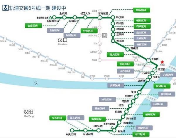 武汉地铁6号线一期工程是目前武汉在建的最长线路,起于沌口东风大道