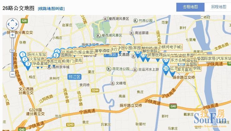 (扬州26路公交车线路图 今天,小编对26路公交线路沿线楼盘做了一个大