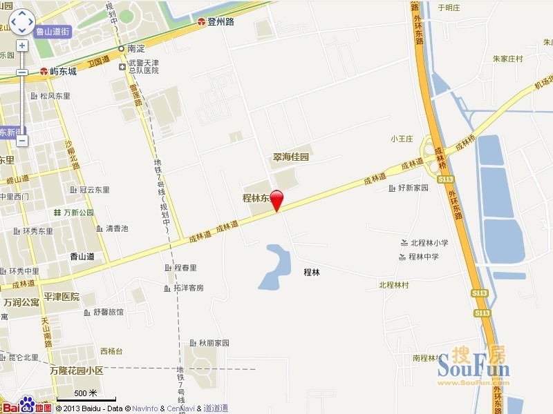天房郦堂项目北起卫国道,南至成林道与市区相连,东侧紧邻国山路两端