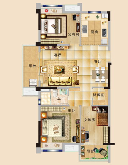 博城社区105平方楼内图图片