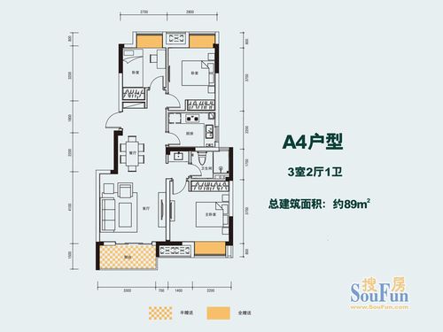 联投花山郡110㎡户型图图片